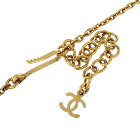 Chanel White CC Plaid Gold Frame Necklace | LAR Vintage Chanel Rectangle Chain Necklace Pendant Gold White